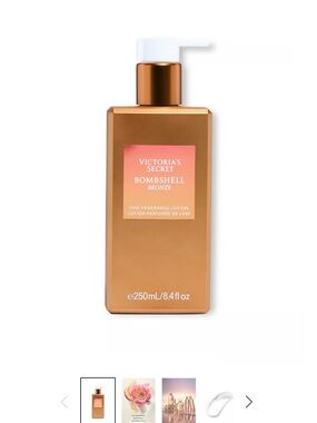 Victoria's Secret Bombshell Bronze Lotion in Metallic Bronze and White
